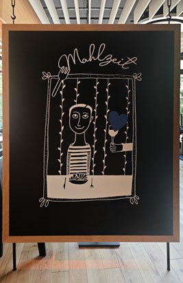 Folienbeschriftung Speisesaal Seezeitlodge