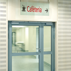 Wegweiser Glas deckenmontiert TND