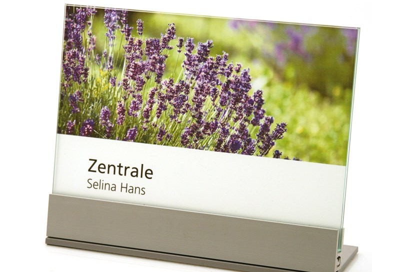 Tischaufsteller Glas TNVT Slide 1